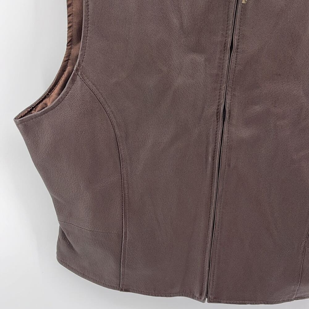 Emma James leather front full zip western rodeo vest sz 16 - Picture 3 of 6